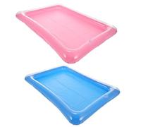 Plateau Flottant Gonflable Glacière à Boissons, pour Piscine, Lot de 2 | PVC Bleu, Garde Fruits et Bouteilles Stables, Usage Spa ou Bar Gonflable, Service sans Utilisation des Mains