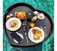 Plateau flottant pour piscine - Plateau de petit-déjeuner résistant à l'eau pour les activités aquatiques en plein air et la relaxation dans le jacuzzi, couleur : noir 1, taille : 80 x 80 cm