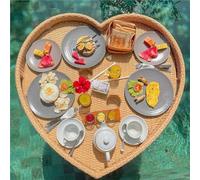 Plateau flottant pour piscine, table de piscine en rotin, plateau flottant pour petit déjeuner, flotteurs de fête à la piscine