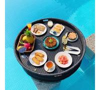 Plateau flotteur de piscine étanche de 60 cm pour petit déjeuner buffet et porte-boisson pour adultes, parfait pour les collations, les fruits et les boissons à la plage, au spa ou aux fêtes sur le