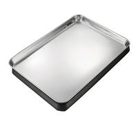 Plateau Gateau Rectangulaire, Plat Four INOX pour Lasagnes, Brownies et Gratins, Facile à Nettoyer(26cmx20cmx3cm)