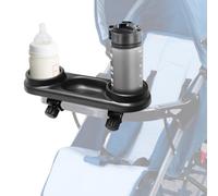 Plateau goûter pour poussette, accessoire 3 en 1 avec porte gobelet, organisateur multifonction avec clip antidérapant amovible, pour poussettes à tube de guidon plat et installation facile