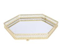 Plateau Hexagonal en Fer et Verre Miroir, Style Nordique, Décoratif | Double Usage, Miroir Haute Définition, Finition Légère Luxe, Non Fragile