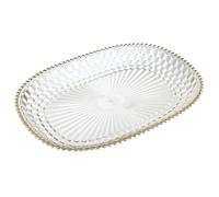 Home Deco Factory - Plateau rectangulaire KA0718 48 cm en plastique transparent contour perlé doré