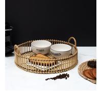 Plateau Déco en Bambou "Tressage" 40cm Naturel