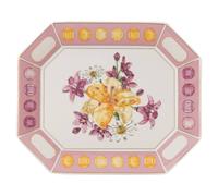 Plateau Idyllia, Porcelaine, Motif imprimé cristal, fleur, Large, Rose OS
