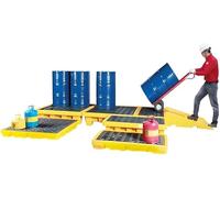 Plateau industriel de déversement d'huile avec vidange, 1 palette modulaire de confinement de puisard pour tambours, plate-forme de protection contre les déversements d'huile
