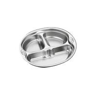 Plateau Inox Assiette à dîner en acier inoxydable, plateau de service divisé, plats de cuisine, récipient à déjeuner for la cantine scolaire, vaisselle(Style3)