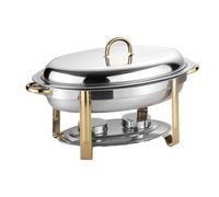 Plateau Isolant pour Traiteur, en Acier Inoxydable, Ovale, 6 L, pour réchaud, Buffet, ustensiles de Service, Plateau Chauffant avec bac à Nourriture et bac à Eau.