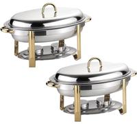 Plateau Isolant pour Traiteur, Ensemble de Plateaux Chauffants pour Buffet en Acier Inoxydable - Plat à réchaud Ovale de 6 L pour Mariages, traiteurs et fêtes - Comprend Un bac à n