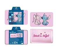 Lyo Plateau multiusage Stitch Angel – Couvercle magnétique, 29×19 cm – Licence Officielle Disney