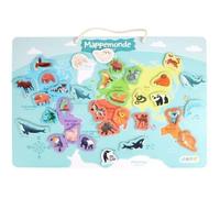 Plateau magnétique des continents - Jeu Éducatif - J.A.D.E - 30 pièces animaux - BOIS FSC - 40x30 cm - Dès 3 ans