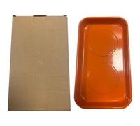 Plateau magnétique en acier inoxydable pour organiser les petites pièces, vis et écrous dans les ateliers de réparation automobile avec finition résistante à la rouille, orange (grand carré)