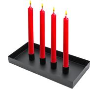 Plateau magnétique pour bougies rectangulaires 30 cm - noir - Chandelier en métal avec 4 supports magnétiques - Plateau décoratif pour les fêtes de l'Avent Ker