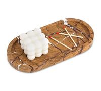 Plateau Marbre Naturel Oval Plateau de Salle de Bain Luxe Décoratifs pour Coiffeuse Organisateur Bougie Bijoux Parfum Maquillage Forêt Tropicale Brune 25 x 12 cm