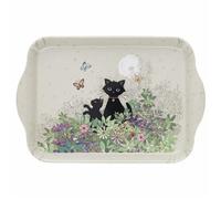 Plateau mélamine Chaton Jardin Kiub Bug Art PM - beige/vert/noir - 14x20,8x2,2 cm