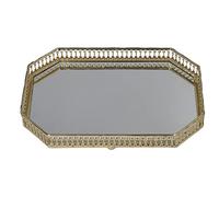 Plateau miroir de style américain, grand plateau décoratif en fer de forme géométrique, plateau pour maquillage et salle de bain - Design rétro, matériau métallique et verre, utilisation polyvalente