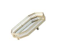 Plateau Miroir Doré, Plateau Miroir - Plateau Miroir Cosmétique Décoratif Doré | Petit Plateau À, Organisateur De Comptoir Ajouré, Plateau De Commode pour Magasins De Maquillage Et De Bijoux