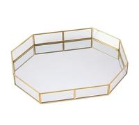 Plateau Miroir doré pour Commode, Plateau de vanité rectangulaire en Verre pour Parfum et Bijoux, Organisateur de Salle Bain élégant