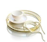 Plateau Miroir doré, vanité doré, Style américain, Rond en Fer, Grand miroir décoratif de forme géométrique, Plateau de maquillage latéral