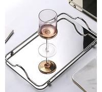 Plateau miroir en acier inoxydable avec rails latéraux - Plateau décoratif pour organisateur de parfums et de bijoux - Plateau miroir de maquillage avec barres latérales