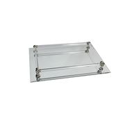 Plateau miroir rectangulaire avec cadre élégant - Longueur : environ 37 cm - Largeur : environ 25 cm - Argenté/transparent