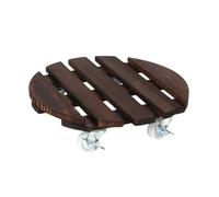 Plateau mobile pour pot de fleurs carbonisé résistant aux intempéries Roulettes en métal à roulement lisse Solution de rangement décorative en bois Plateforme résistante aux plantes
