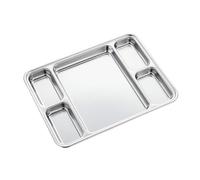 Plateau multi-grill en acier inoxydable avec une personnalité simple et une vaisselle créative - couleur naturelle avec cinq carrés 28 x 21 x 2,0