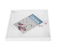 Plateau Multifonctionnel en Bois Blanc Organisateur Valet pour Bijoux Aliments Cosmétiques Multi-Usage Bureau Stockage Rectangulaire 20x20cm