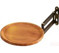 Plateau Mural Pliable en Bois pour Camping-Car, éTagèRe Ronde en Bois Massif avec Support MéTallique Robuste pour Caravane et Remorque(A)