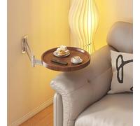 Plateau mural rond pliable de 28 cm, table d'appoint flottante extensible et table de chevet pour économiser de l'espace pour la maison et le café (couleur noyer)