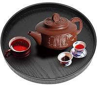 Plateau Noir Rond, Plateau à thé en Bois, Plateau à Boissons aux Fruits, Plateau à Barre, Assiette à Petit-déjeuner, dépenses familiales, Assiette à café pour la Maison, Magasin, Bureau(30CM)