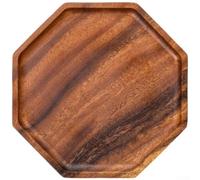 Plateau octogonal en noyer naturel pour service à thé, dessert et présentation des fruits avec savoir-faire traditionnel et géométrie moderne (A)