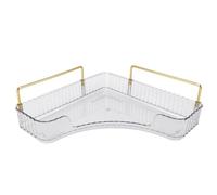 Plateau organisateur de comptoir d'angle |Gain de place de grande capacité pour les cosmétiques et les soins de la peau |PP robuste et fer avec 2 poignées, 10 x 6,5 x 3,1 pouces - (Transparent Color)