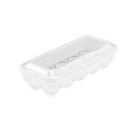 Plateau organisateur d'œufs - Boîte de rangement en PP 27 x 11,5 cm, support transparent à 10 compartiments, récipient à œufs durable pour réfrigérateur, design empilable facile à laver | Solution de