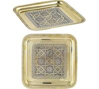 Plateau oriental de décoration Plateau de service Plateau à bougies Nacera Or Angulaire 27cm