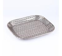 Plateau oriental en aluminium Jamira 29 cm | Plateau à thé marocain de couleur argentée | Plateau oriental argenté | Décoration orientale sur la table dressée