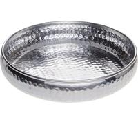 Plateau oriental Plateau en métal Fidan 34cm argent