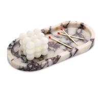 Plateau Oval Marbre Naturel Plateau de Salle de Bain Luxe Décoratifs pour Coiffeuse Organisateur Bougie Bijoux Parfum Maquillage Calacatta Viola 25 x 12 cm