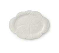 Plateau ovale 3D en forme de chou blanc 43,2 x 31,1 cm - Plateau en grès ivoire sculpté - Vaisselle inspirée de l'héritage pour les repas et les divertissements quotidiens et saisonniers