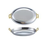 Plateau Ovale à Double poignée en Acier Inoxydable - 40 cm, idéal pour Le Poisson et Les Amuse-Bouche, également Parfait pour Le Homard, Les sushis, Les viandes et Les Desserts - élégant pla