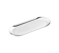 Plateau ovale élégant en acier inoxydable avec finition miroir pour organiser les essentiels quotidiens sur une commode, un comptoir de coiffeuse ou une table de chevet, argenté (23 cm)