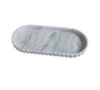 Plateau ovale élégant en dentelle de silice - 30,5 x 13,5 cm - Base antidérapante et design flexible - Qualité alimentaire - Pour la maison ou le bureau - Marbre blanc