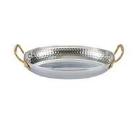 Plateau ovale en acier inoxydable - Grand plateau de service - Plateau de service en acier 304 pour fruits de mer, steak, apéritifs et barbecues | Assiette de service durable et résistante à la