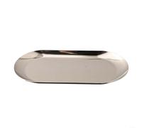 Plateau ovale en acier inoxydable poli pour comptoir de cuisine, salle de bain, commode et table de salon (18 cm)