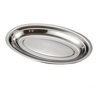 Plateau ovale en acier inoxydable pour poisson - Passe au micro-ondes - 30 cm - Argenté