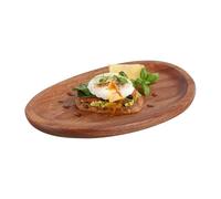Plateau ovale en bois massif, plateau de dîner irrégulier, 17,5x10,8 cm Planche de service pour décoration de table pour servir des plats, des collations, fruits, desserts (17,5x10,8 cm)