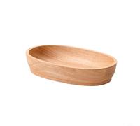Plateau ovale en bois pour collations et fruits, bol décoratif en bois comme assiette de service pour cuisine et salon, compartiment de rangement pratique pour clés et bijoux, 15 x 8 x 4,5 cm (24 x 15