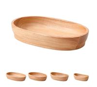 Plateau ovale en bois pour collations et fruits, bol décoratif en bois comme assiette de service pour cuisine et salon, compartiment de rangement pratique pour clés et bijoux, 15 x 8 x 4,5 cm (17 x