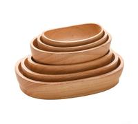 Plateau ovale en bois pour servir des plats, des collations, des fruits secs, 24 x 15 x 4,5 cm, vaisselle de cuisine, assiette à dîner en bois naturel, décoration d'intérieur, bol de rangement